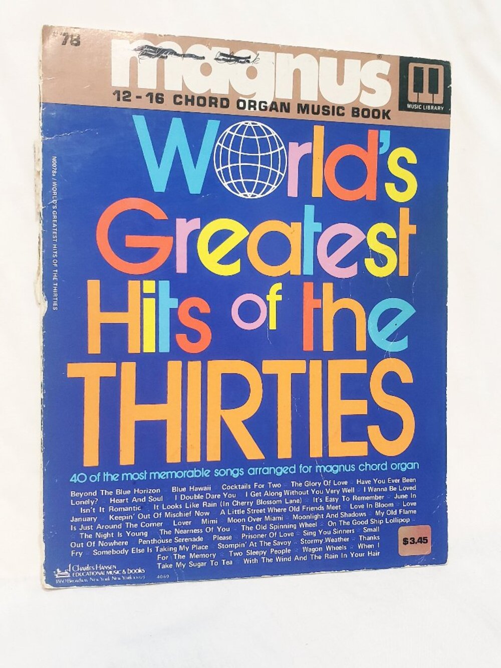 Magnus World Greatest Hits of the Thirties 12 - 16 Chord Organ Sheet Music Book